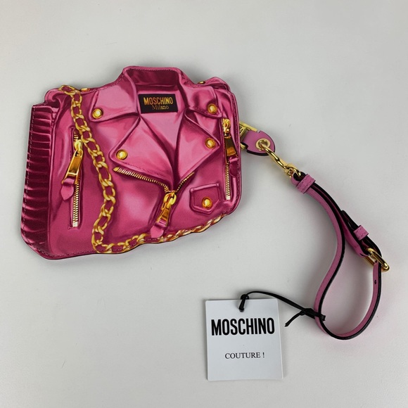 New Moschino Printed Leather Jacket Wristlet - Picture 2 of 6